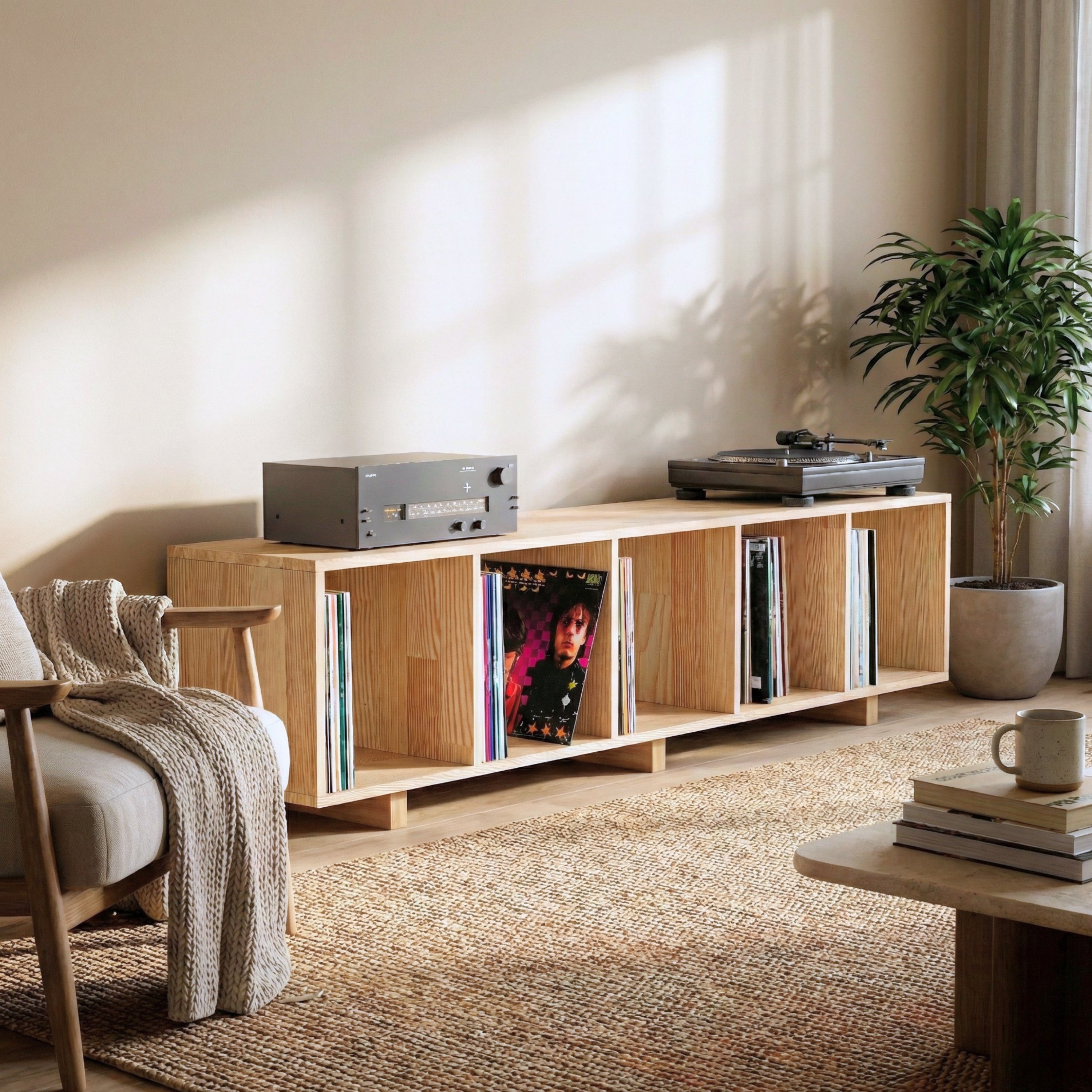 Masif Ahşap Açık Raf Ünitesi & Kitaplık