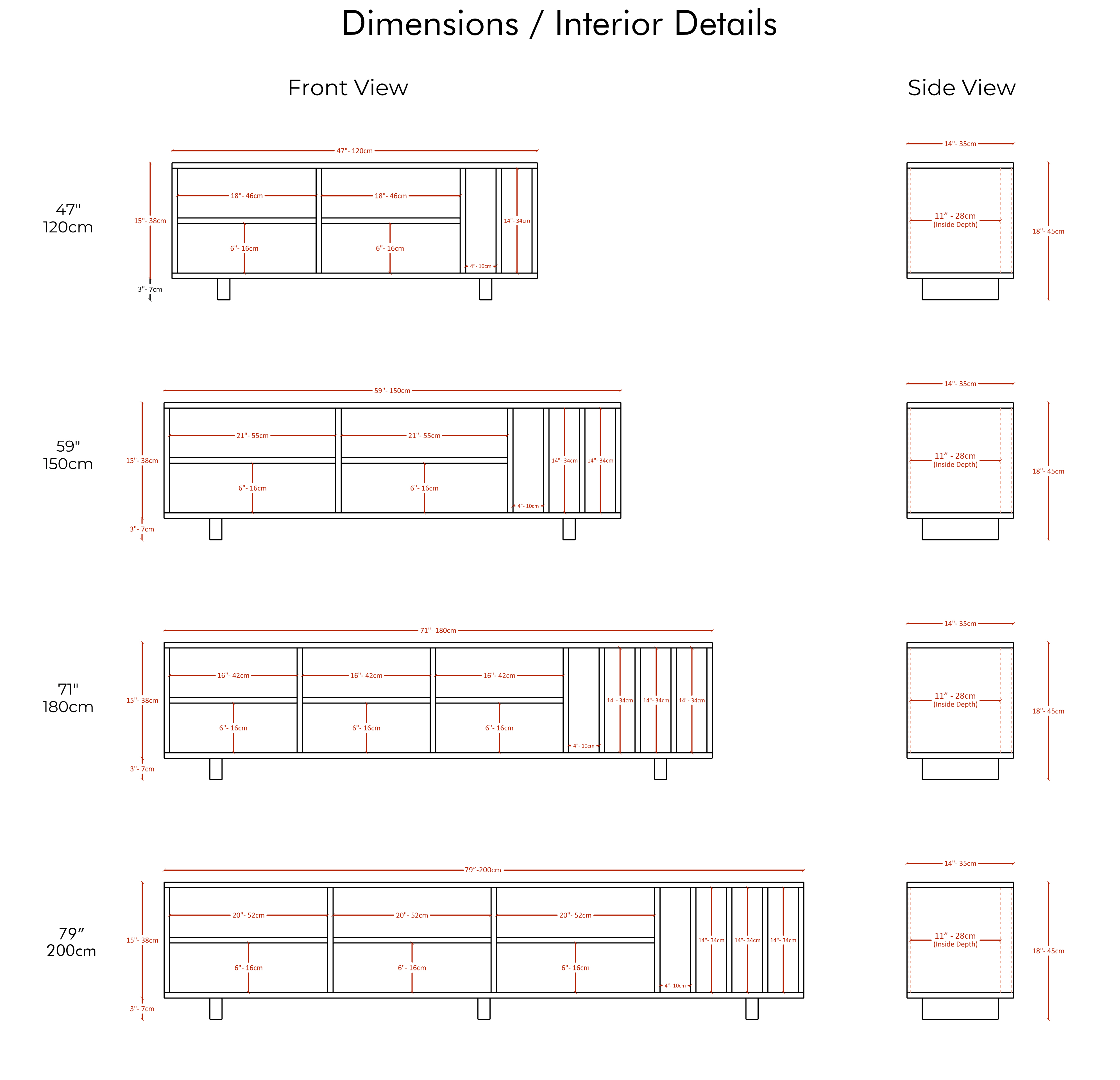Masif Ahşap Dikey Bölmeli Tv Ünitesi