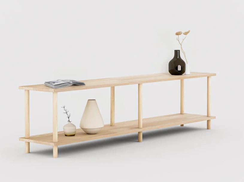 Masif Ahşap 2 Raflı Kitaplık & Açık Tv Ünitesi - 200G-35D-60Y