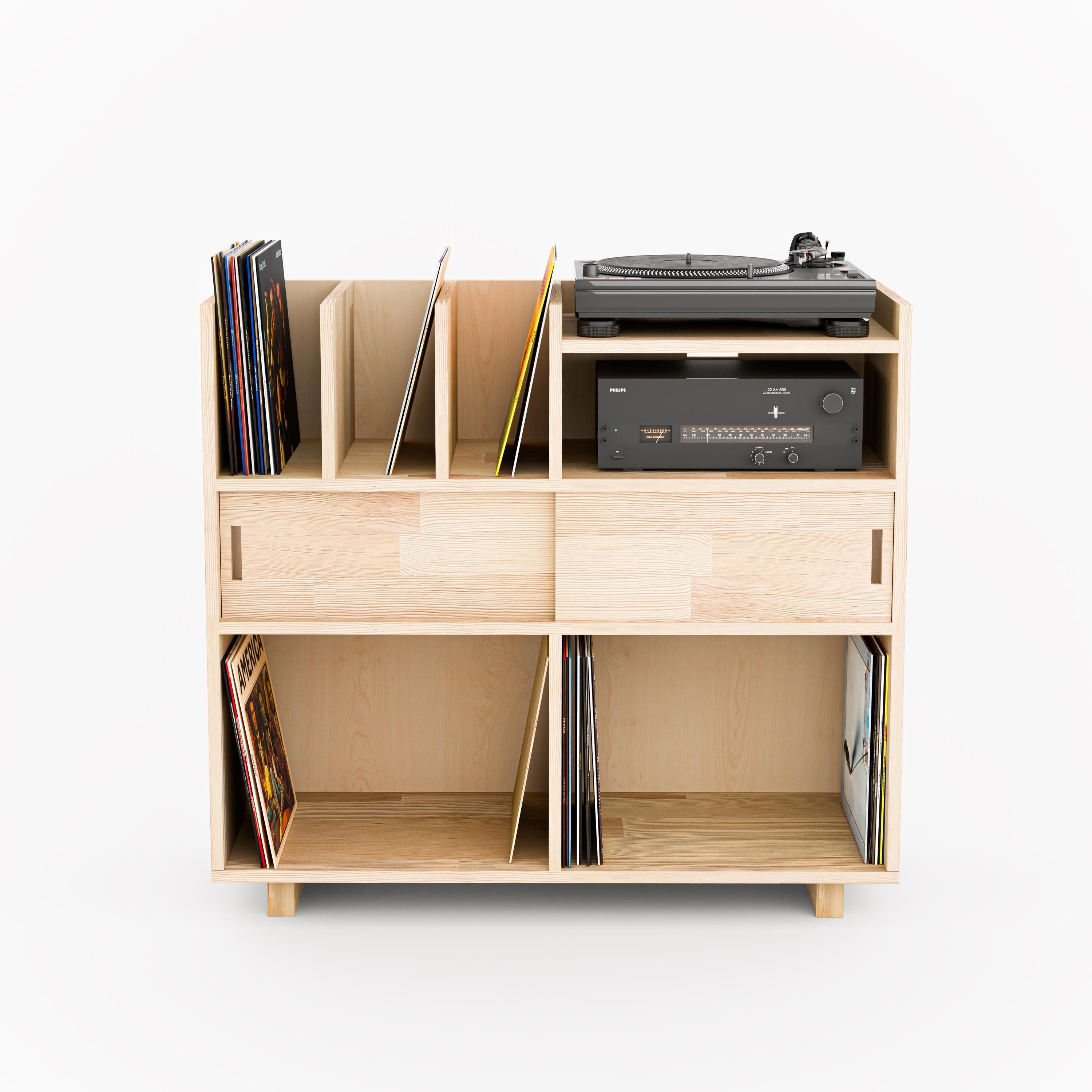 Masif Ahşap Plak Çalar Standı